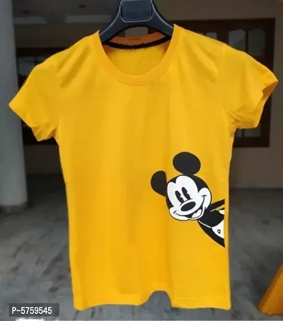 Yellow Side Micky Printed Tshirt
