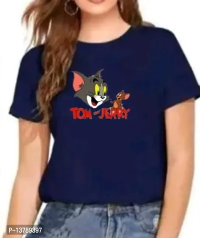 Trendy Round Neck Printed T-shirt For women-thumb0