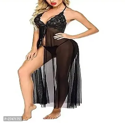 Night Black Net Body Dress For Women-thumb0