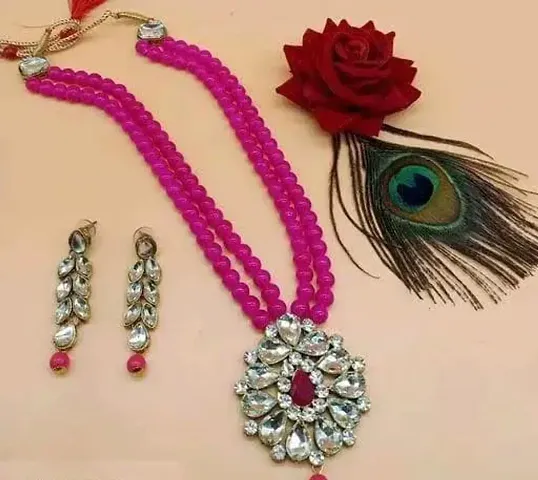 Elegant Designer Pearl Kundan Necklace Set