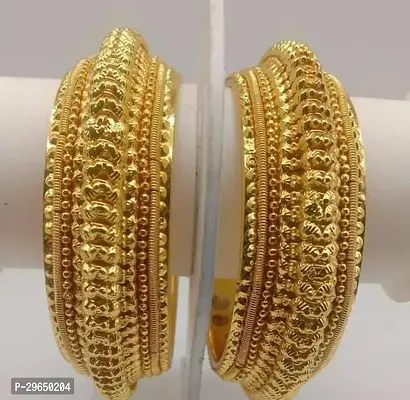 Elegant Golden Alloy Bangles Set For Women-thumb0