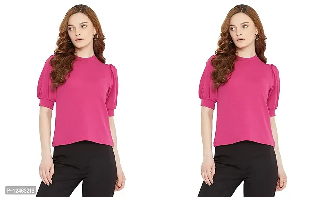 Elegant Pink Cambric Cotton  Top For Women Pack Of 2