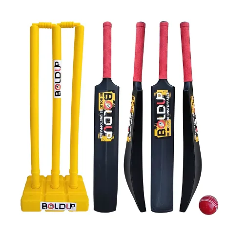 BOLDUP Combo Cricket Plastic Bat, Ball And Wicket Set For Men And Women  1 Set