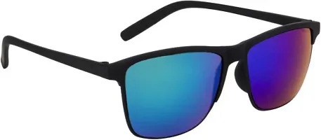 Poloshades Rectangular shaped Unisex Sunglasses |Blue Mercury Lens | Frame