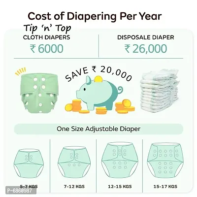 Tip n Topreg; Cloth Diapers for Babies Reusable and Adjustable (2 diapers + 4 inserts)-thumb4