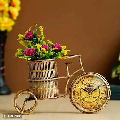 Iron Flower Pot/ Pen stand With Clock / Pen Holder For Office and Home Decoration-thumb0