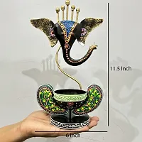 Handicrafy Iron Ganesha Decorative T-Light Candle Holder-thumb1