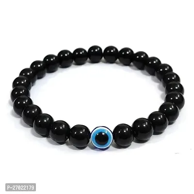 Black Tourmaline Stone Evil Eye Adjustable Beads Bracelet | Free Size, Natural Healing Gemstone Band for Women  Men-thumb0