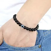 Black Tourmaline Stone Evil Eye Adjustable Beads Bracelet | Free Size, Natural Healing Gemstone Band for Women  Men-thumb2
