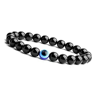 Black Tourmaline Stone Evil Eye Adjustable Beads Bracelet | Free Size, Natural Healing Gemstone Band for Women  Men-thumb3