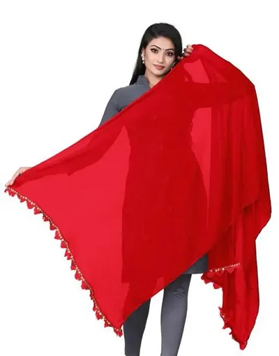 color solid chiffon dupatta with cutting sequence lace