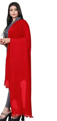 Sapphire Red color solid chiffon dupatta with cutting sequence lace-thumb2