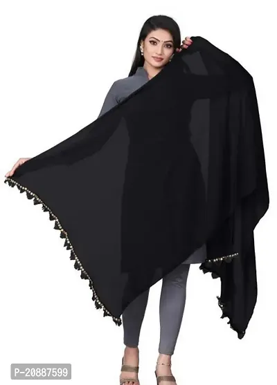 Sapphire Fashion - Black Cutting Sequence lace Dupatta-thumb0