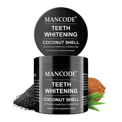Mancode Activated Charcoal Teeth Whitening Powder - 25 GM | Whitens Teeth Prevent Bad Breadth | For Tobacco, Tartar, Gutkha and Yellow Teeth Stain Removal | Suitable For Sensitive Teeth | Fresh Breath