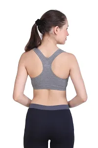 Stylish Grey Cotton Solid Sports Bra For Women-thumb2