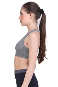 Stylish Grey Cotton Solid Sports Bra For Women-thumb4