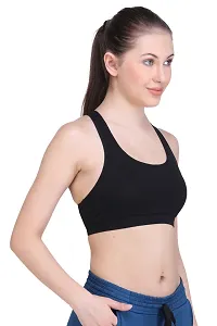 Stylish Black Cotton Solid Sports Bra For Women-thumb4