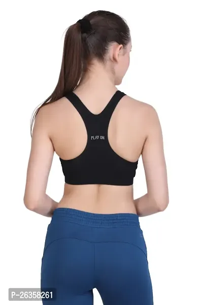 Stylish Black Cotton Solid Sports Bra For Women-thumb3