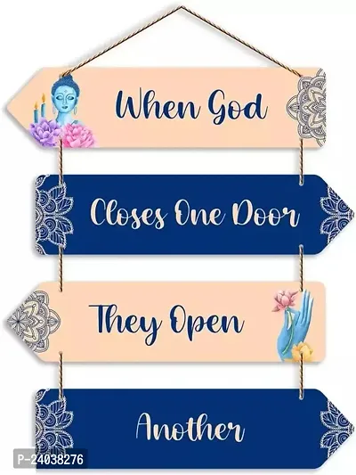 Wallfly God On Door Set Of 4 Quotes Wall Hanging For Home Decor, Gift Item - 12 Inch X 18 Inch