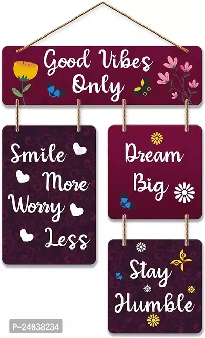 Wallfly Eye-Catching Set Of 4 Wall Hanging Quotes For Home Decor, Wall Decoration And Gift Item - 21 Inch X 12 Inch