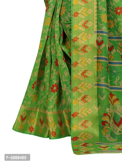 JULEE Women's Cotton Printed Saree Maitri Green-thumb4