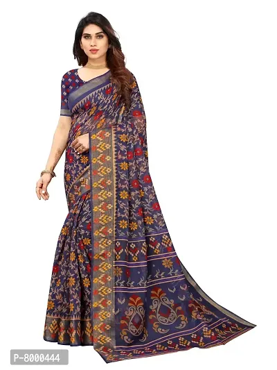 JULEE Women's Cotton Printed Saree Maitri Navy-thumb0