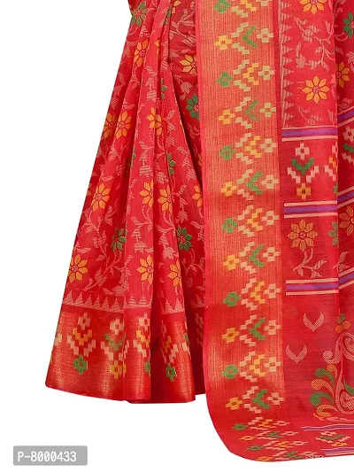 JULEE Women's Cotton Printed Saree Maitri Red-thumb5