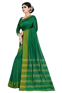 JULEE Women's Woven Cotton Silk Saree With Unstitched Blouse (LP Pallu Green-JUL_Green)-thumb2