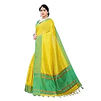 JULEE Women's Cotton Silk Checkered Saree Manipuri Yellow-thumb2