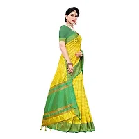 JULEE Women's Cotton Silk Checkered Saree Manipuri Yellow-thumb3