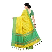 JULEE Women's Cotton Silk Checkered Saree Manipuri Yellow-thumb1