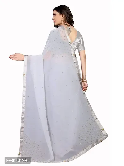 JULEE Women's Georgette Saree With Blouse (Gold Moti Grey_Grey)-thumb3