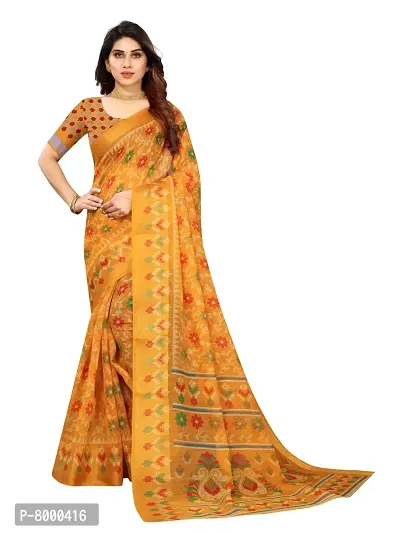 JULEE Women's Cotton Printed Saree Maitri Yellow