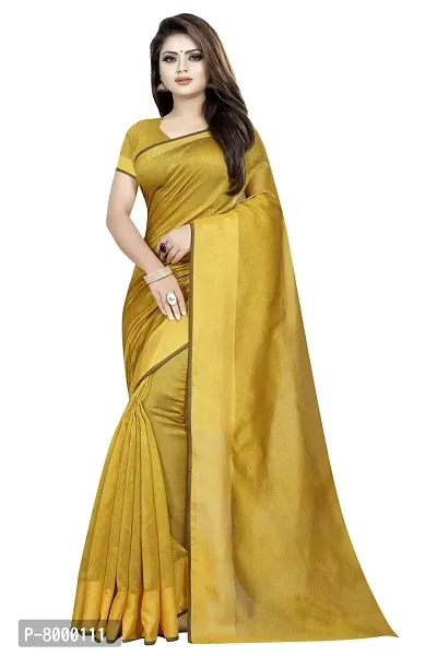 Julee Women's Cotton Silk Woven Saree (Lagdi Patta Mustard_Free Size)-thumb0