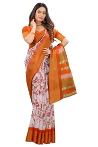 JULEE Women's Cotton Printed Saree Dhanvel Orange-thumb1
