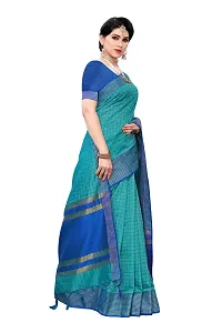 JULEE Women's Cotton Silk Checkered Saree (Rama18_Free Size)-thumb3