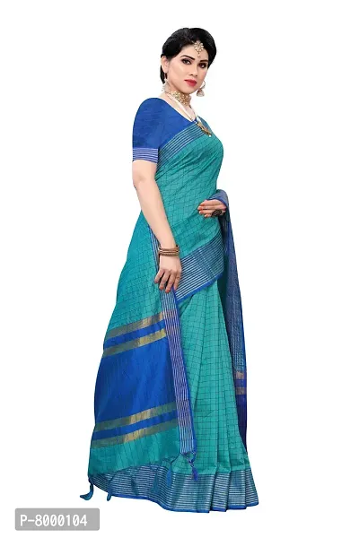 JULEE Women's Cotton Silk Checkered Saree (Rama18_Free Size)-thumb4