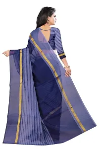 JULEE Women's Cotton Silk Striped Saree-Rustam Blue-thumb1