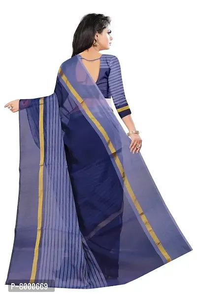 JULEE Women's Cotton Silk Striped Saree-Rustam Blue-thumb2