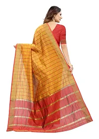 JULEE Women's Cotton Silk Checkered Saree Forever Yellow-thumb1