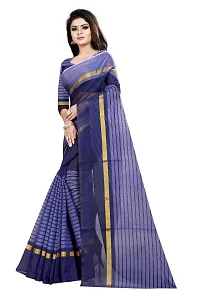 JULEE Women's Cotton Silk Striped Saree-Rustam Blue-thumb2