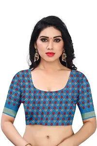 JULEE Women's Cotton Printed Saree Maitri Sky-thumb4