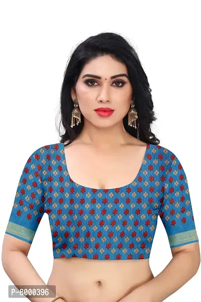 JULEE Women's Cotton Printed Saree Maitri Sky-thumb5