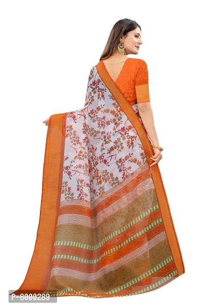 JULEE Women's Cotton Printed Saree Dhanvel Orange-thumb3