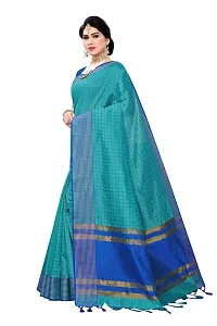 JULEE Women's Cotton Silk Checkered Saree (Rama18_Free Size)-thumb2