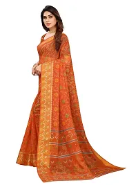 JULEE Women's Cotton Printed Saree Maitri Orange-thumb3