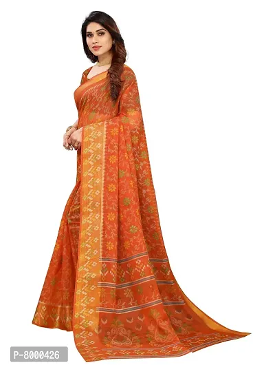 JULEE Women's Cotton Printed Saree Maitri Orange-thumb4