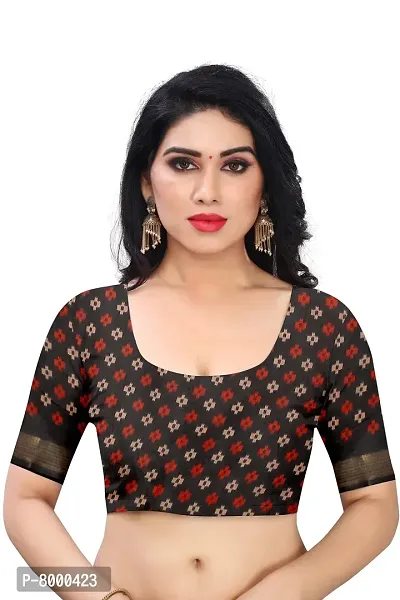 JULEE Women's Cotton Printed Saree Maitri Black-thumb5