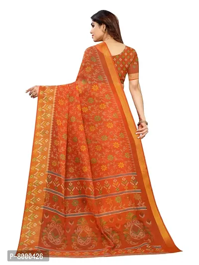 JULEE Women's Cotton Printed Saree Maitri Orange-thumb3