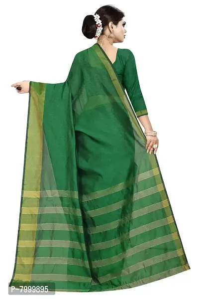 JULEE Women's Woven Cotton Silk Saree With Unstitched Blouse (LP Pallu Green-JUL_Green)-thumb2